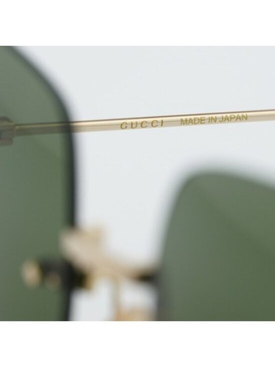 Gucci GG1147S 002 Rimless Sunglasses Gold Butterfly Frame, Green Lenses main image 7